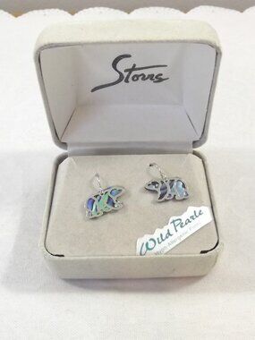 Storrs Abalone Bear Dangle Earrings